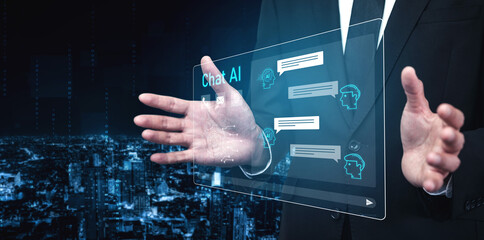 AI chatbot interface facilitates communication, chatbot, and AI interaction for automated user support and information exchange Vouch