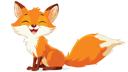 Obraz premium Charming Cartoon Fox Posing and Smiling Vector Illustration