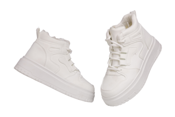 White Chunky Platform High-Top Sneakers