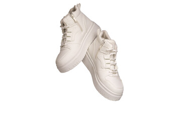 White Chunky Platform High-Top Sneakers