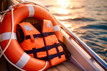 A life preserver is on a dock next to a life preserver