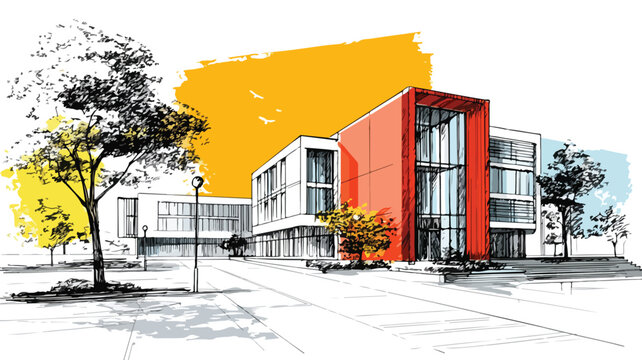 Modern University College Campus High School Buildings Education