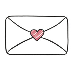 Card envelope with love heart on it Valentine&rsquo;s Day hand drawn illustration vector love romance letter drawing doodle art