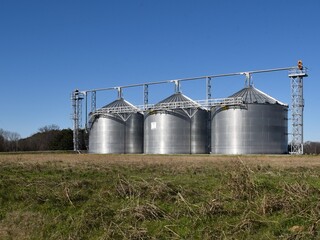 Grain Silos with blue sky © bybarn
