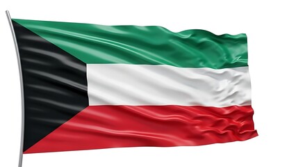 Fototapeta premium Kuwait flag waving proudly in the air, The flag displays the nation's colors and design