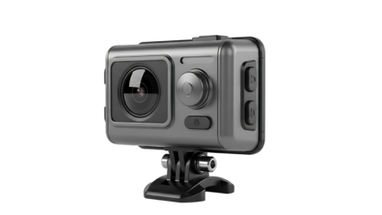 Action Camera Silver Compact Waterproof Camera with Mounting Bracket for Outdoor Sports