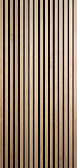 Obraz premium Wooden slatted wall acoustic panel background texture. Vertical wooden slats creating a minimalistic decorative and soundproofing wall panel