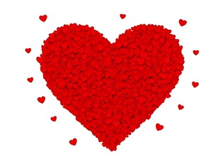 Red heart surrounded by smaller hearts