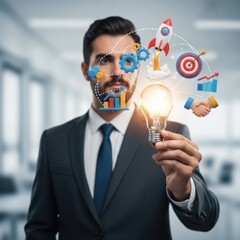 Visionary entrepreneur visualizing innovative strategies for sustained business growth