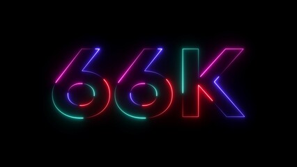 Neon 66k text with pink blue and green outlines on black
