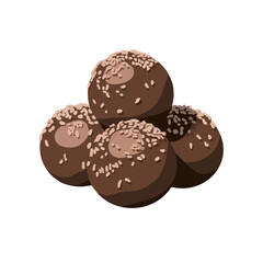 Fototapeta premium Delicious chocolate truffles isolated on white background, Vector