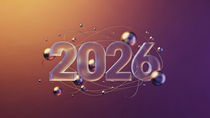 2026 New Year Glassmorphism Digital Greeting Card