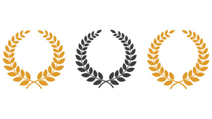 Three laurel wreaths in gold black and yellow hues presented together © MdGolam