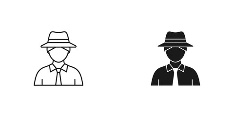 Businessman Silhouette in Hat and Tie