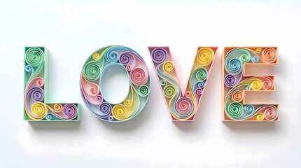 Colorful Paper Quilling Art Love Sign Decoration