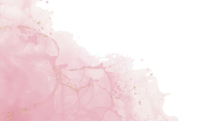 Obraz premium Pink Watercolor Background with Gold Marbling for Elegant Invitations and Feminine Design Projects 