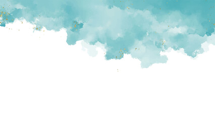 Obraz premium Teal Blue Watercolor Background with Gold Accents for Elegant and Calming Design Projects 