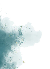 Obraz premium Teal Blue Watercolor Background with Gold Specks for Elegant and Artistic Designs 