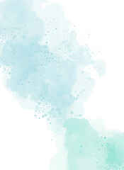 Obraz premium Soft Blue Green Watercolor Background with Abstract Splatter and Artistic Texture 