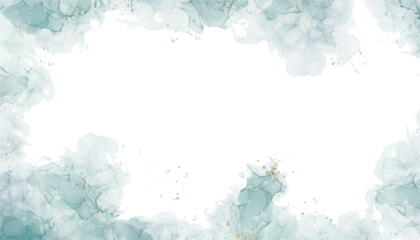 Teal, Blue, and Green Watercolor Border Background with White Center for Elegant Artistic Designs
