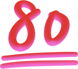 3d red number 80
