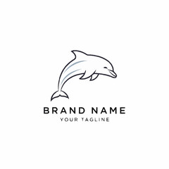 Minimalist Line Art Dolphin Logo Design on White Background. © Joi