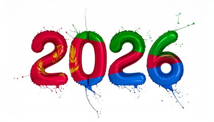 “2026” digits splashed with Eritrean flag colors in a dynamic, festive style.