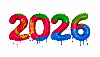 “2026” digits splashed with Eritrean flag colors in a dynamic, festive style.