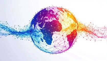 Colorful Digital Globe with Connected Network for Global Communication.
