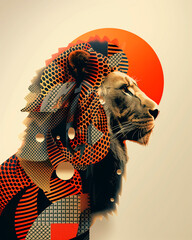 Leo Zodiac Pop Art Background with Colorful Bull Symbol