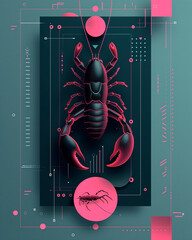 Scorpio Zodiac Pop Art Background with Colorful Bull Symbol