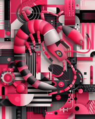 Scorpio Zodiac Pop Art Background with Colorful Bull Symbol