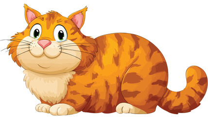 Adorable Cartoon Cute Cat on White Background Vector with Outline Isolated