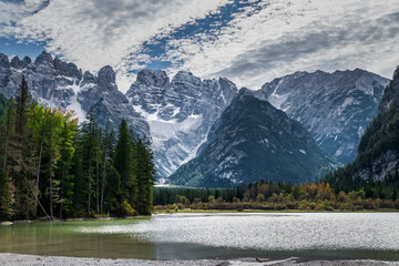 Lago di Landro or lake Landro, Dolomites, Italy