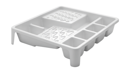 White Plastic Food Container with Multiple Compartments and Elevated Design