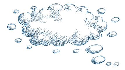 Handdrawn Thought Bubble Cartoon Texture Vector with Outline