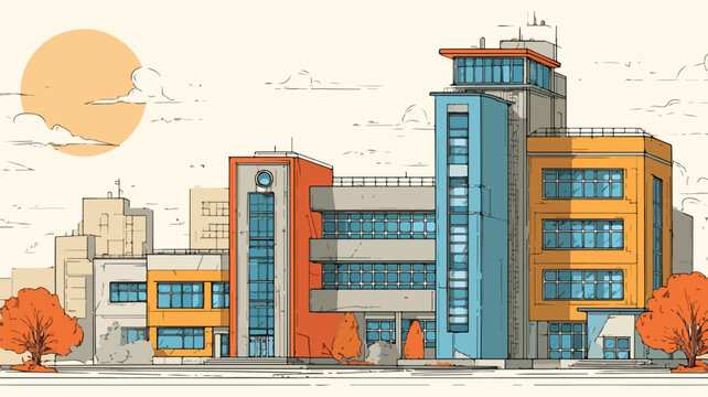 Modern University College Campus High School Buildings Education