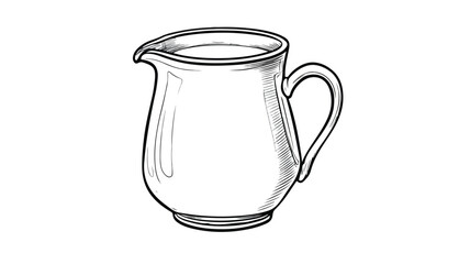 Simple Line Drawing Cartoon of a Jug for Illustrations Vector