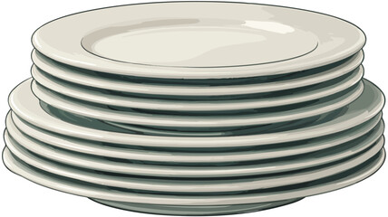 Stack of Cartoon Plates Vector Illustration for Design Projects