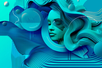 Aquarius Zodiac Pop Art Background with Colorful Bull Symbol