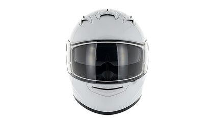 White Full Face Motorcycle Helmet with Tinted Visor on White Background