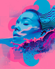 Aquarius Zodiac Pop Art Background with Colorful Bull Symbol