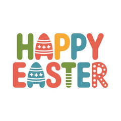 Happy easter greeting with colorful easter eggs 