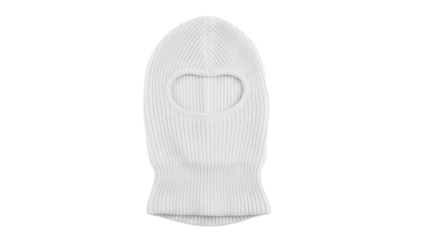 White Ski Mask Knitted Cold Weather Face Covering for Winter Sports and Outdoor Use
