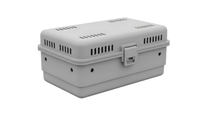 Gray Pet Carrier Box with Ventilation Slots for Small Animals