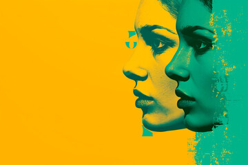 Gemini Zodiac Pop Art Background with Colorful Bull Symbol