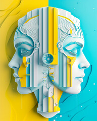 Gemini Zodiac Pop Art Background with Colorful Bull Symbol