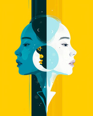 Gemini Zodiac Pop Art Background with Colorful Bull Symbol