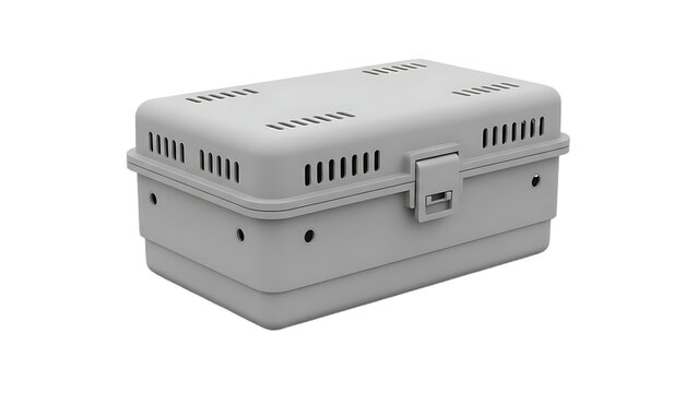 Gray Pet Carrier Box with Ventilation Slots for Small Animals