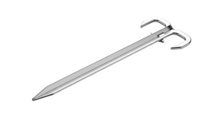 Metallic Push Pin with Sharp Point and Curved Hooks on White Background